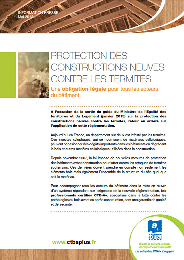 Communiqué de presse pour la protection contre les termites